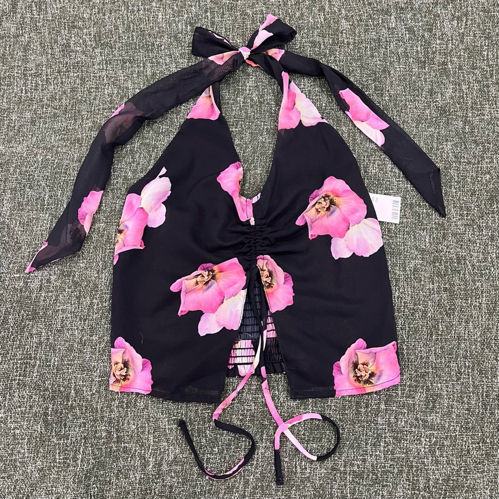 Urban Outfitters Floral Halter Top with Pink Flowers